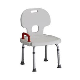 Image of BATH BENCH WITH BACK AND RED SAFETY HANDLE Model: 9100 2