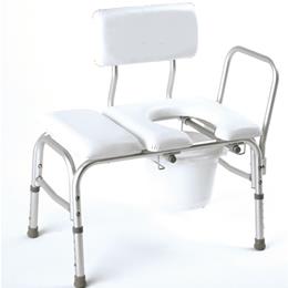 Image of Bathtub Transfer Bench  Vinyl Padded  w/ Cut-out & Pail 2