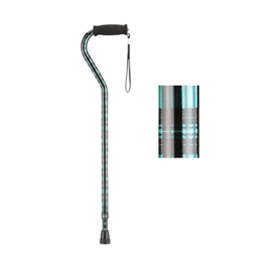 Image of Offset Cane with Strap - Green Plaid 2