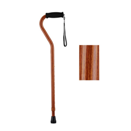 Image of Offset Cane with Strap - Walnut Grain