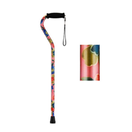 Image of Offset Cane with Strap - Pink Garden