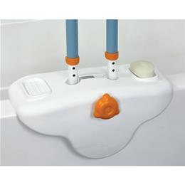 Image of Michael Graves Clamp On Height Adjustable Tub Rail With Soft Cover Soap And Shampoo Dish 4