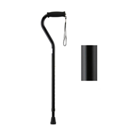Image of Offset Cane with Strap - Black