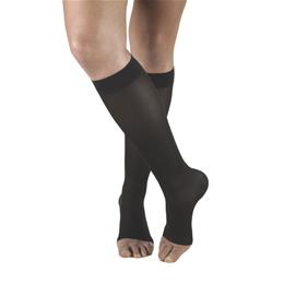 Image of 0371 TRUFORM Ladies' Opaque Knee High Open-Toe Stockings 3