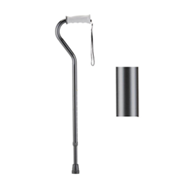 Image of Offset Cane with Strap - Black with Rubber Handle 2