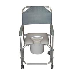 Image of Lightweight Portable Shower Chair Commode With Casters 5