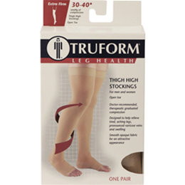 Image of 0848 TRUFORM Classic Compression Ladies' Thigh High, Open Toe, Stay-Up Beaded Top, Stocking 3