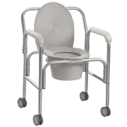 Image of Aluminum Commode with Wheels 2