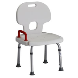 Image of Bath Bench w/ Back & Red Safety Handle