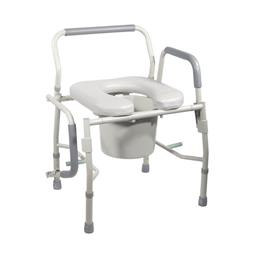 Image of Steel Drop Arm Bedside Commode With Padded Seat & Arms 3