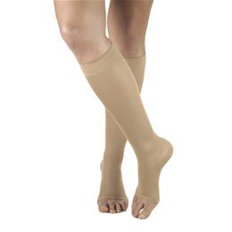 Image of 0371 TRUFORM Ladies' Opaque Knee High Open-Toe Stockings 2