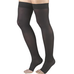 Image of 0362 TRUFORM Ladies' Opaque Thigh High Open-Toe Stockings 3