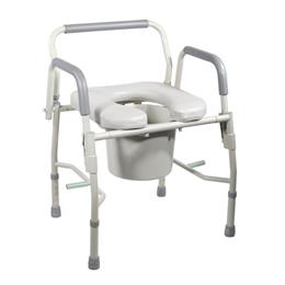 Image of Steel Drop Arm Bedside Commode With Padded Seat & Arms 2