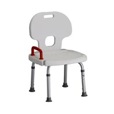 Image of BATH BENCH WITH BACK AND RED SAFETY HANDLE Model: 9100 2