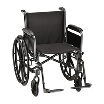 Image of 20" Steel Wheelchair with Full Arms and Footrests 2