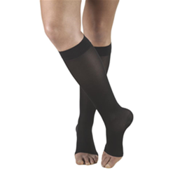Image of 0361 TRUFORM Ladies' Opaque Knee High Open-Toe Stockings 3