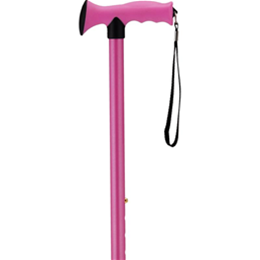 Image of Bright Pink T-Handle Cane with Rose Scent Handle 3
