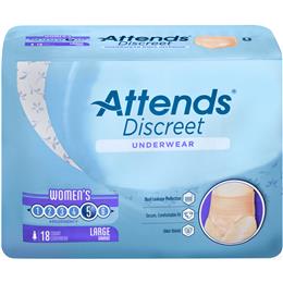 Image of ADUF30 - Attends Discreet Underwear, L, Female, 18 count (x4) 2