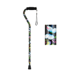 Image of Offset Cane with Strap - Butterflies