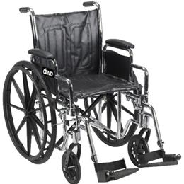 Drive Medical :: Chrome Sport WC  18  Adj Ht Detach Full Arms S/A Footrests
