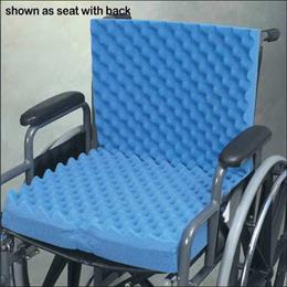 Convoluted Wheelchair Cushion w/Back & Blue Polycotton Cover