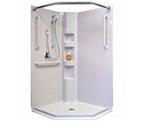 Best Bath Systems Neo Angle Shower - Three piece 42” x 42” barrier free neo-angle shower with .75 