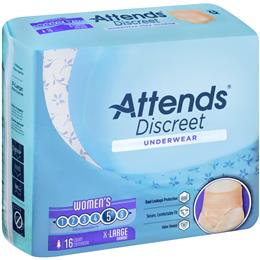 Image of ADUF40 - Attends Discreet Underwear, XL, Female, 16 count (x4) 3