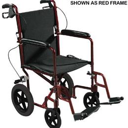 Drive Medical :: Expedition Aluminum Transport Chair w/Loop Locks  19  Red