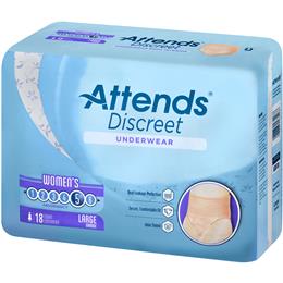 Image of ADUF30 - Attends Discreet Underwear, L, Female, 18 count (x4) 4