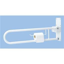 Folding Support Rail With Toilet Paper Holder, 28