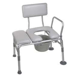 Padded Seat Transfer Bench With Commode Opening