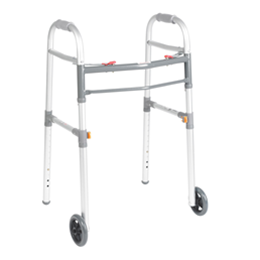 Image of Two Button Folding Universal Walker With 5" Wheels