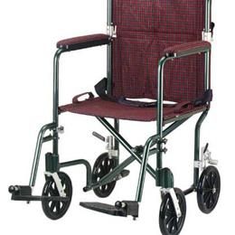 Drive Medical :: Transport Chair Aluminum9  Burgundy Green/Designer Fly-Wt