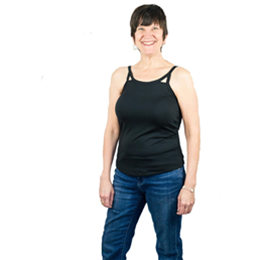 Mastectomy Camisole / Cut-Out Tank Top with Built-In Breast Prosthetics in Black