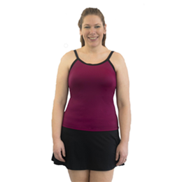 Mastectomy Swimwear Tankini Swim Top / Activewear with Built-In Breast Prosthetics in Pinot