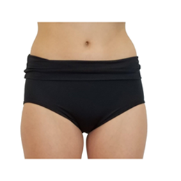 Mastectomy Swimwear Foldover Swim Brief in Black