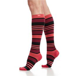 WOMEN'S FUN STRIPES: CORAL & BLACK (NYLON)