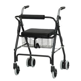 Aluminum Rollator with Pushdown Brakes & Basket