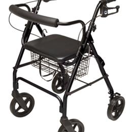 Lumex Walkabout Four-Wheel Contour Deluxe Rollator, Black