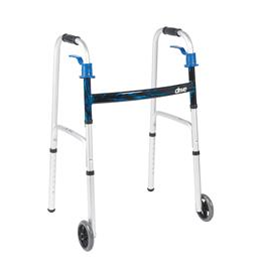 Image of Deluxe, Trigger Release Folding Adult Walker with 5" Wheels 1