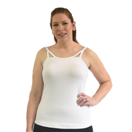 Mastectomy Camisole / Cut-Out Tank Top with Built-In Breast Prosthetics in White