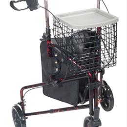 Drive Medical :: Rollator 3-Wheeled w/Pouch & Basket Loop Brake -Flame Red