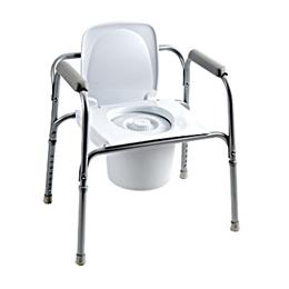Image of All-In-One Gray Coated Steel Commode 1