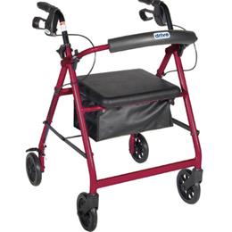 Rollator 4-Wheel with Pouch & Padded Seat Red - Drive