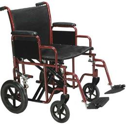 Drive Medical :: Transport Wheelchair Bariatric 22  Wide Red