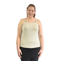 Mastectomy Camisole / Cut-Out Tank Top with Built-In Breast Prosthetics in Oatmeal