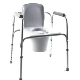 Image of All-in-One Gray Coated Steel Commode 1