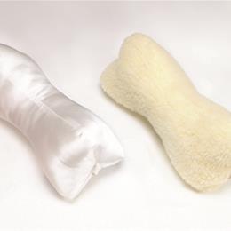 Bone Neck Rest Pillow w/ White Satin Cover