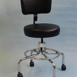 Classic Doctors Stool W/ Back W/ Foot Ring & Casters