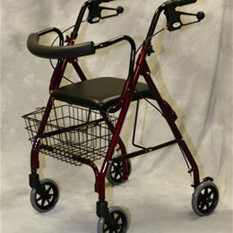 Medline :: ROLLATOR DELUXE BLUE 250 LBS CURVED BAC